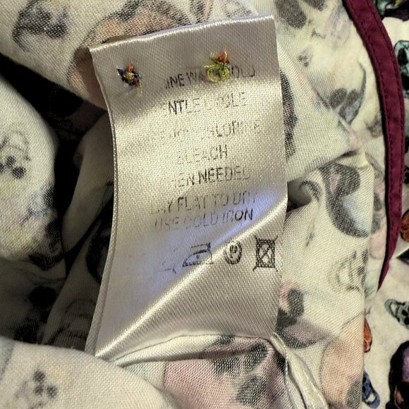 Luciano Visconti Black Skull Print Button-Up Shirt | Size Small | 100% Cotton - Picture 6 of 8